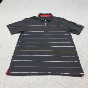Travis Mathew Black Polo with Multicolor Stripes